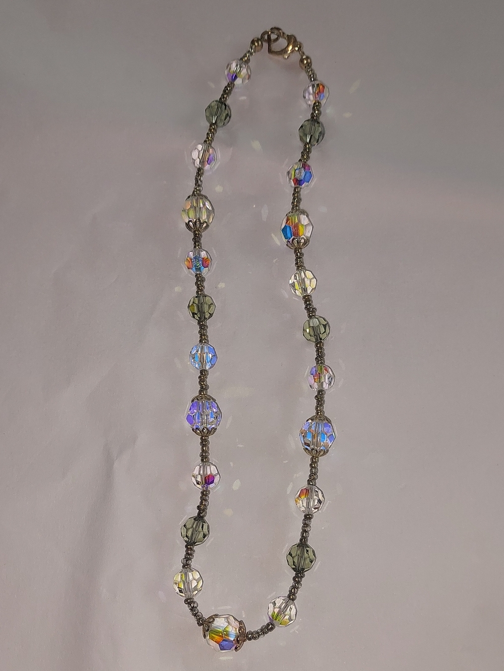 Crystal Bead Necklace - Iridescent and Smoke Colors Vintage